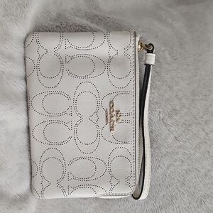 Coach Ivory Perforated Wristlet